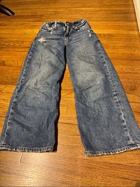 GAP Kids Wide-Leg Distressed Blue Jeans